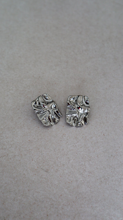 Foil Panel Earrings - Silver