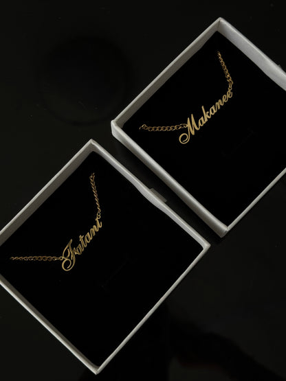 Custom Nameplate Necklace -18K Gold Plated/Silver