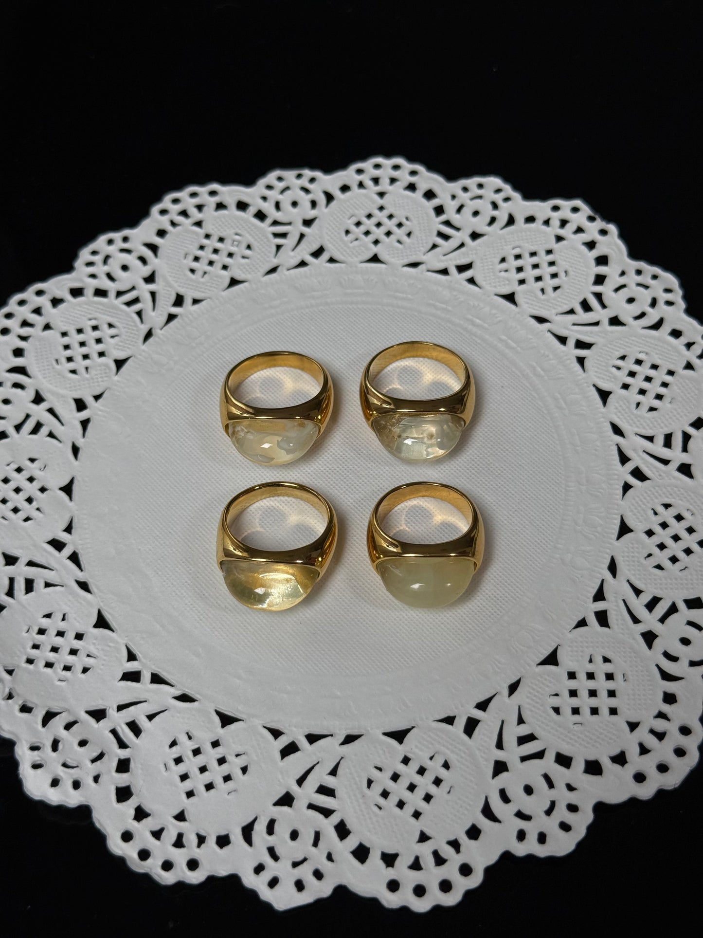 SS27 Glass Ring *WATERPROOF & TARNISH-PROOF*