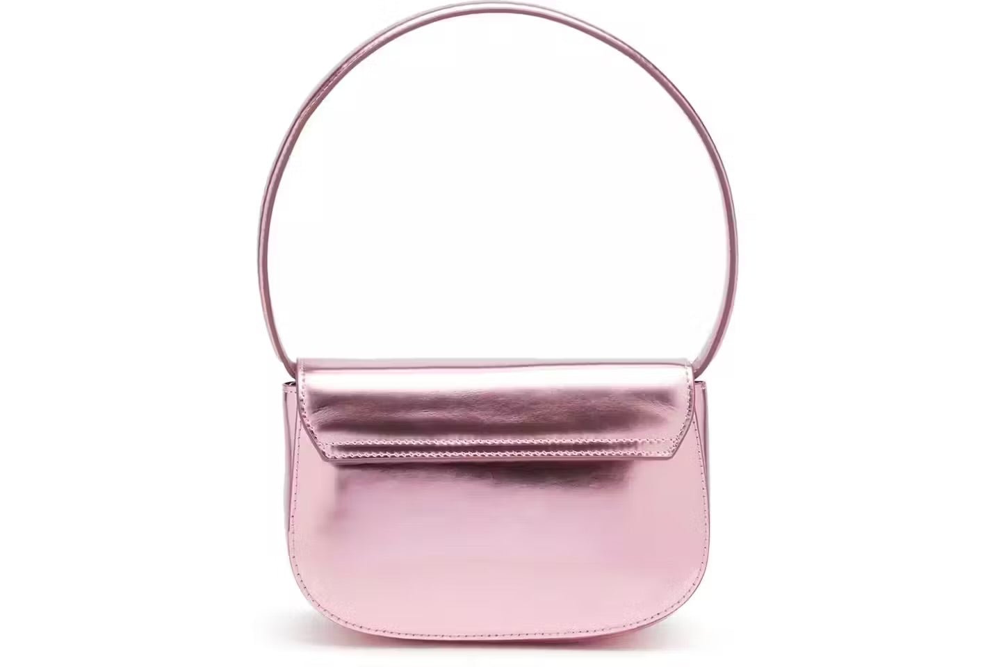 1DR-Iconic DIESEL shoulder bag in Pink mirrored leather