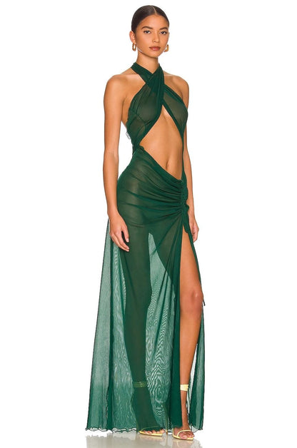 Kim Shui Mesh Wrap Gown-Green (S/M)