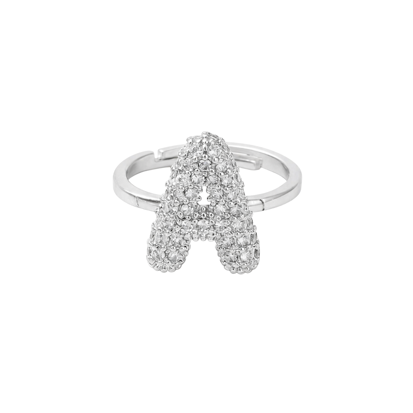 Bubble Initial Ring - Silver