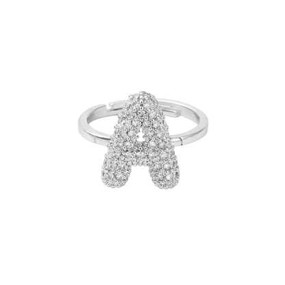 Bubble Initial Ring - Silver