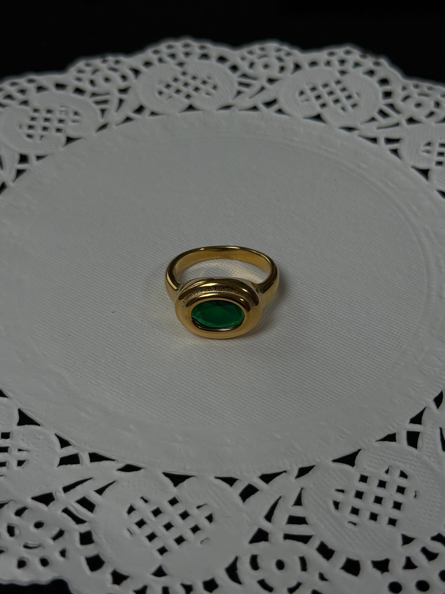 SS28 Emerald Oval Ring *WATERPROOF & TARNISH-PROOF*