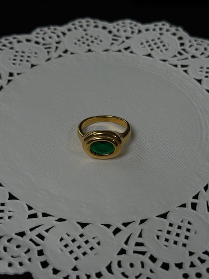 SS28 Emerald Oval Ring *WATERPROOF & TARNISH-PROOF*