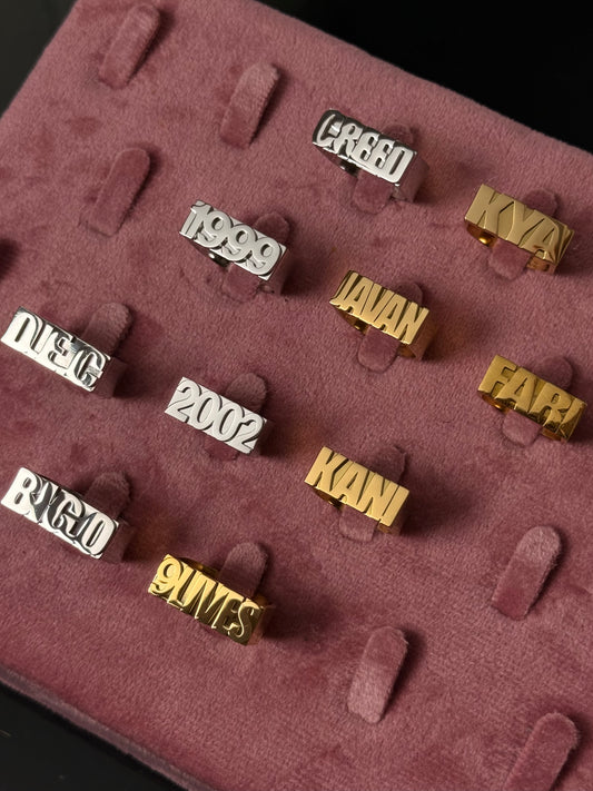 Bague personnalisée avec nom - Or/Argent