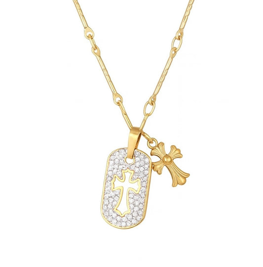 Twin Cross Tag Chain