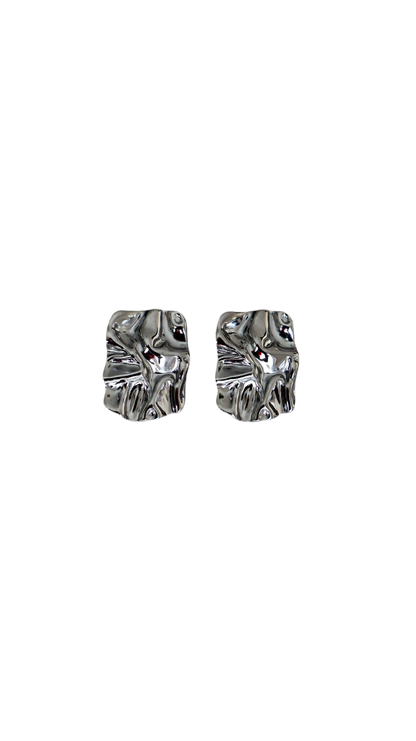 Foil Panel Earrings - Silver