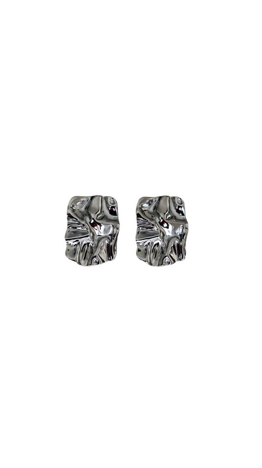 Foil Panel Earrings - Silver