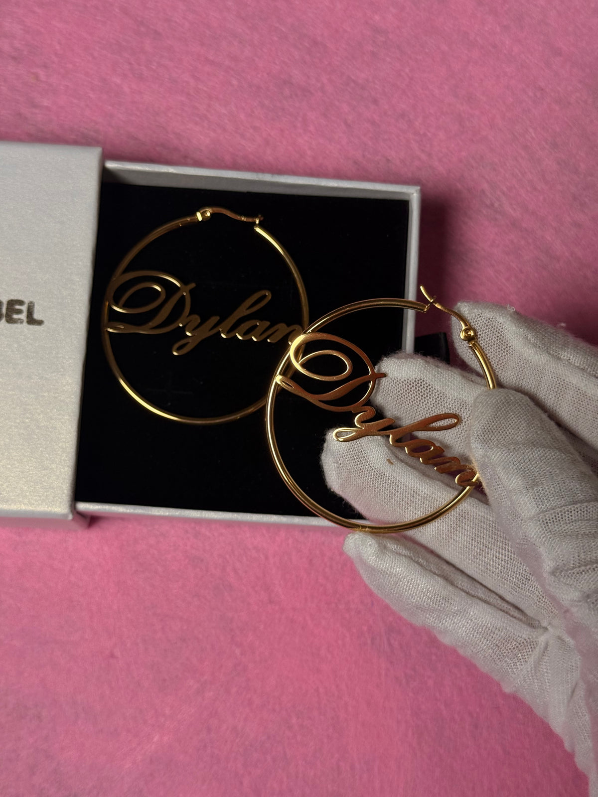 Custom Nameplate Hoops - Gold/Silver