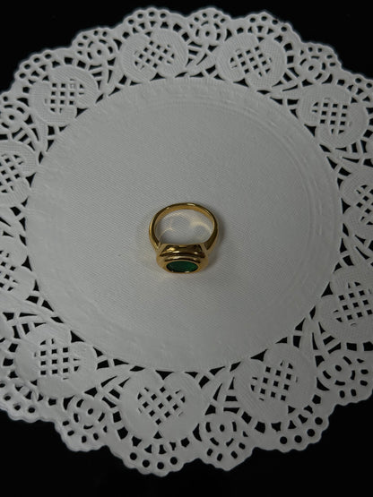 SS28 Emerald Oval Ring *WATERPROOF & TARNISH-PROOF*