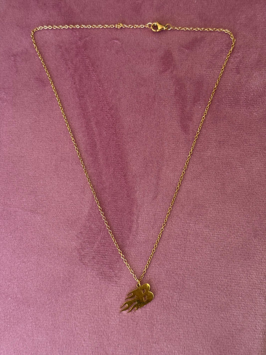 SS47 Flaming B Pendent *WATERPROOF & TARNISH-PROOF*