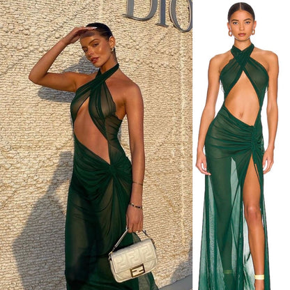 Kim Shui Mesh Wrap Gown-Green (S/M)