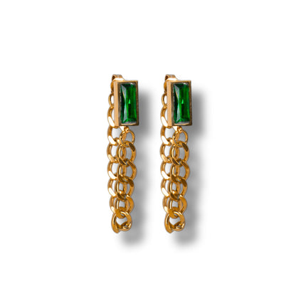 Emerald Baguette Earrings