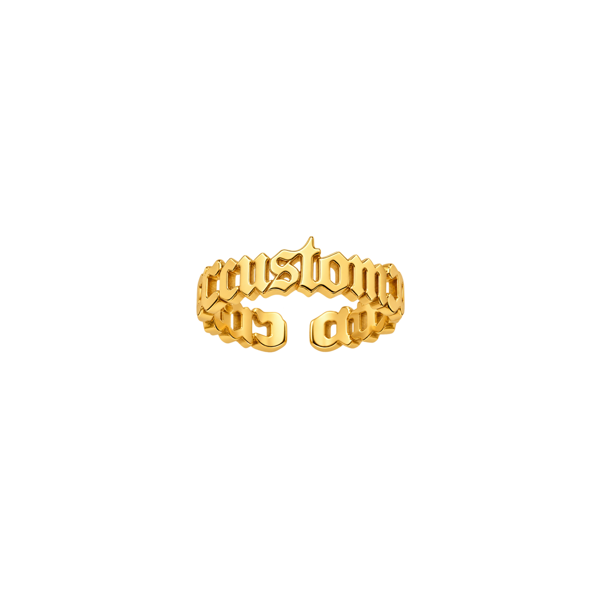 Personalised Custom Old English Name Ring - Gold
