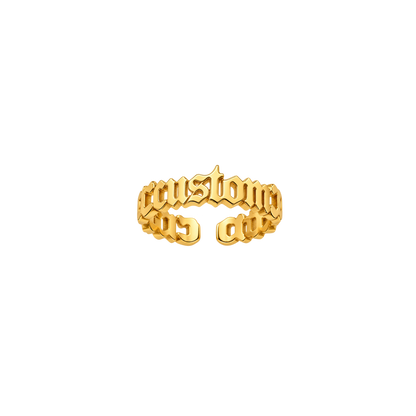 Personalised Custom Old English Name Ring - Gold