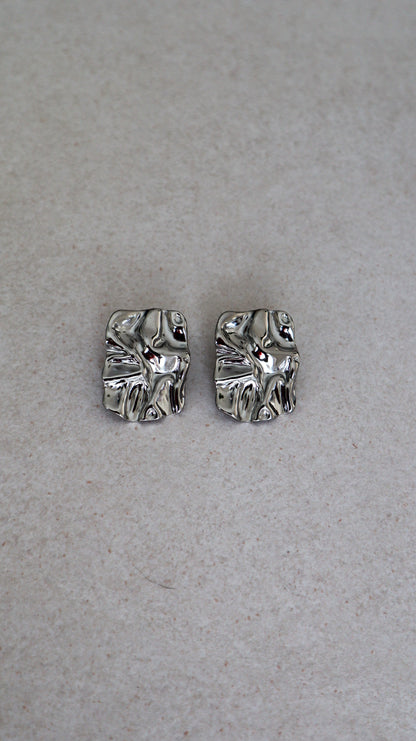 Foil Panel Earrings - Silver