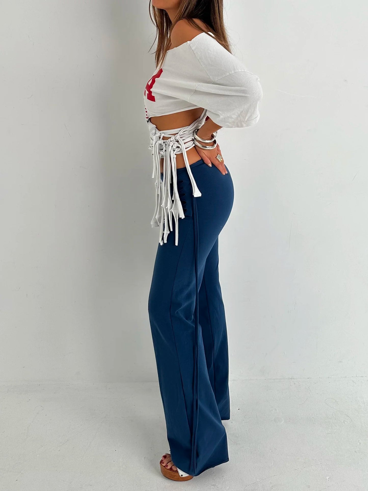 TIT4TATS White USA Fringe Tee (S/M)