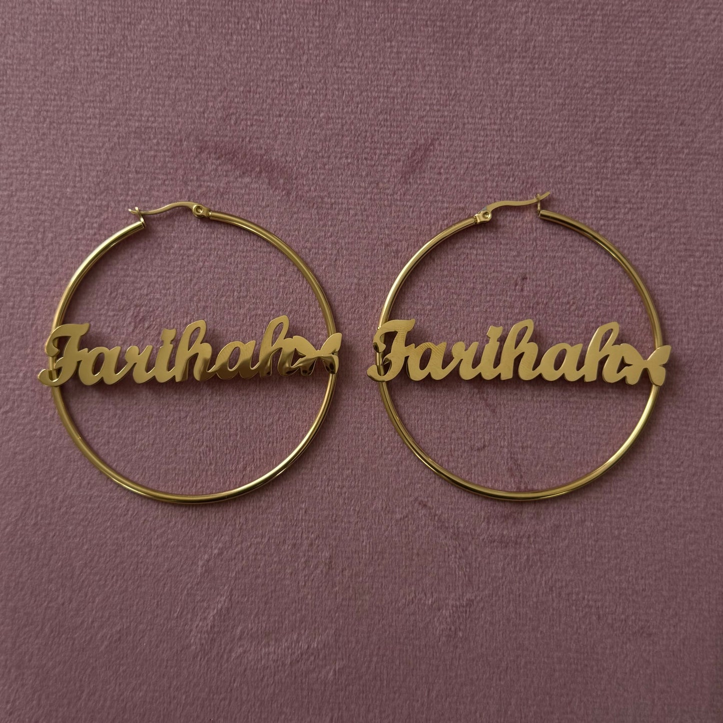 Custom Nameplate Hoops - Gold/Silver