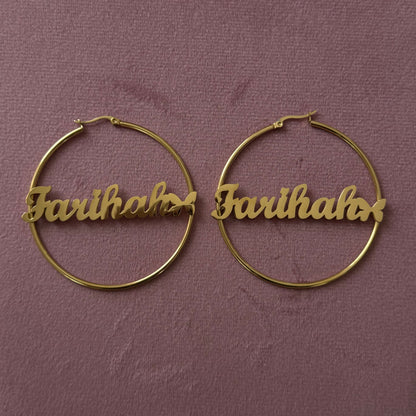 Custom Nameplate Hoops - Gold/Silver