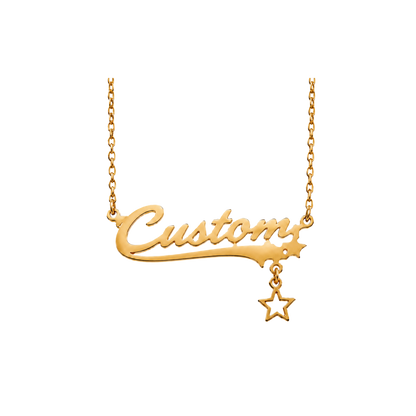 Personalised Star Nameplate Necklace - Gold/Silver