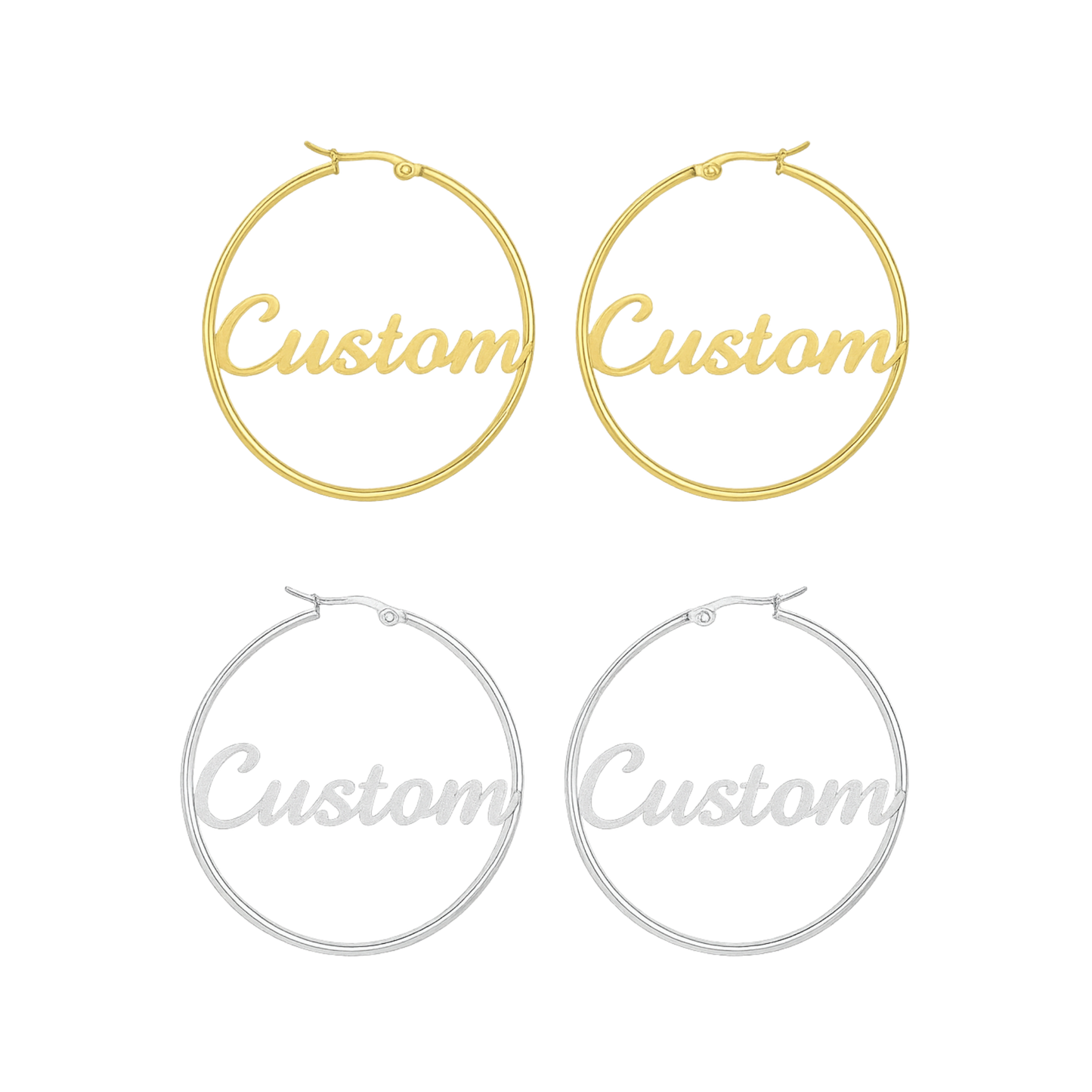 Custom Nameplate Hoops - Gold/Silver