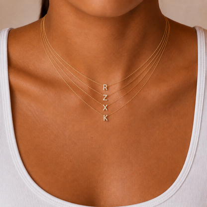 Mini Iced Initial Necklace- Gold-Plated
