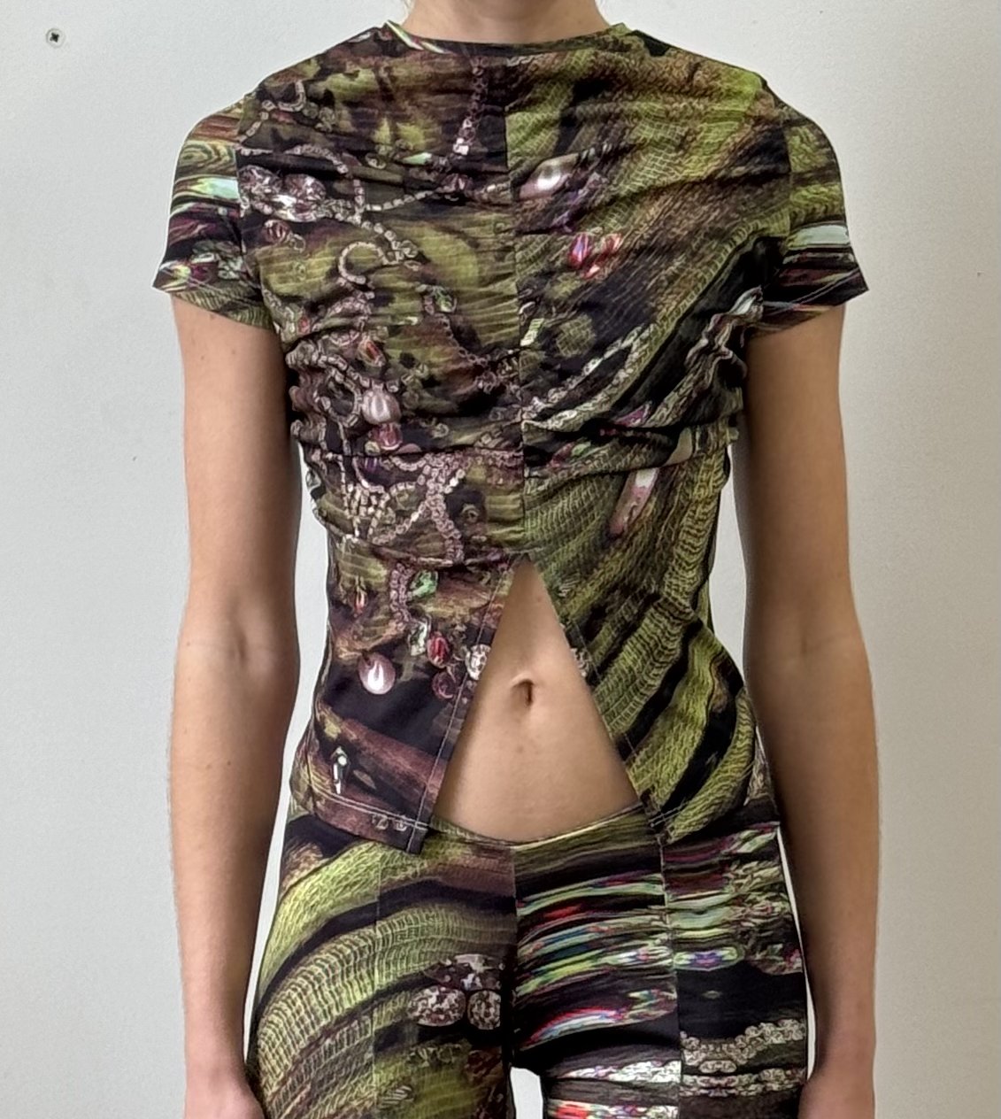 Lucinda Babi Adorn Split Top- Moss Green (XS)