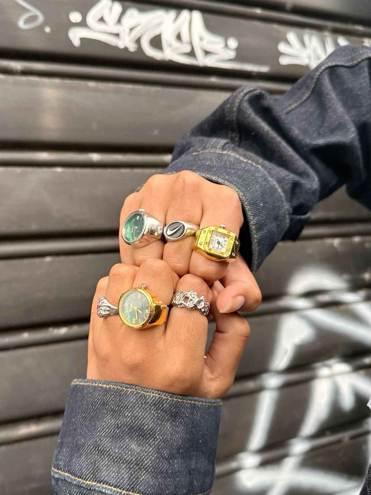 Emerald Watch Ring - Gold/Silver