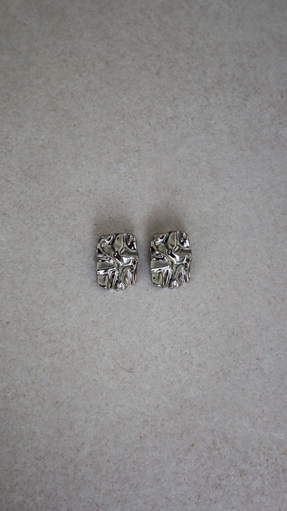 Foil Panel Earrings - Silver