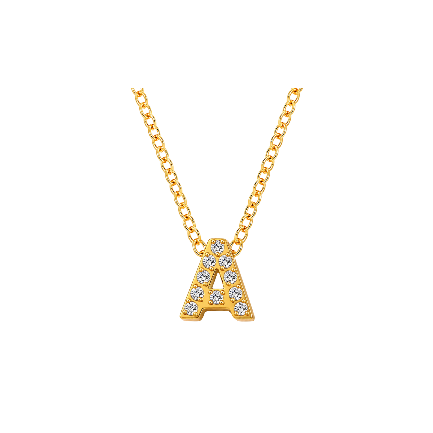 Mini Iced Initial Necklace- Gold