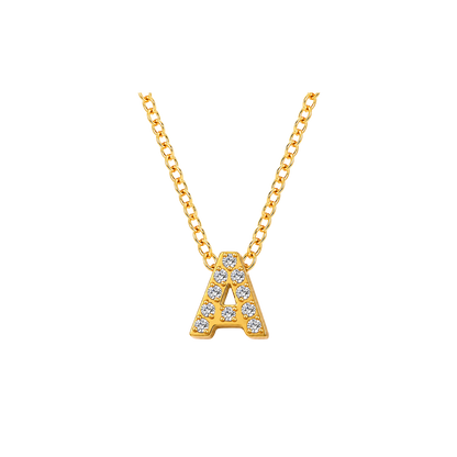 Mini Iced Initial Necklace- Gold