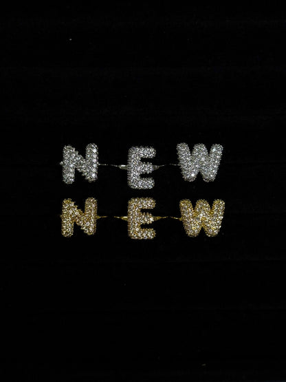 Bubble Initial Ring - Silver