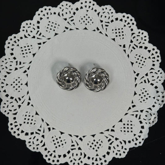 SS12 Button Earrings - Silver  *WATERPROOF & TARNISH-PROOF*