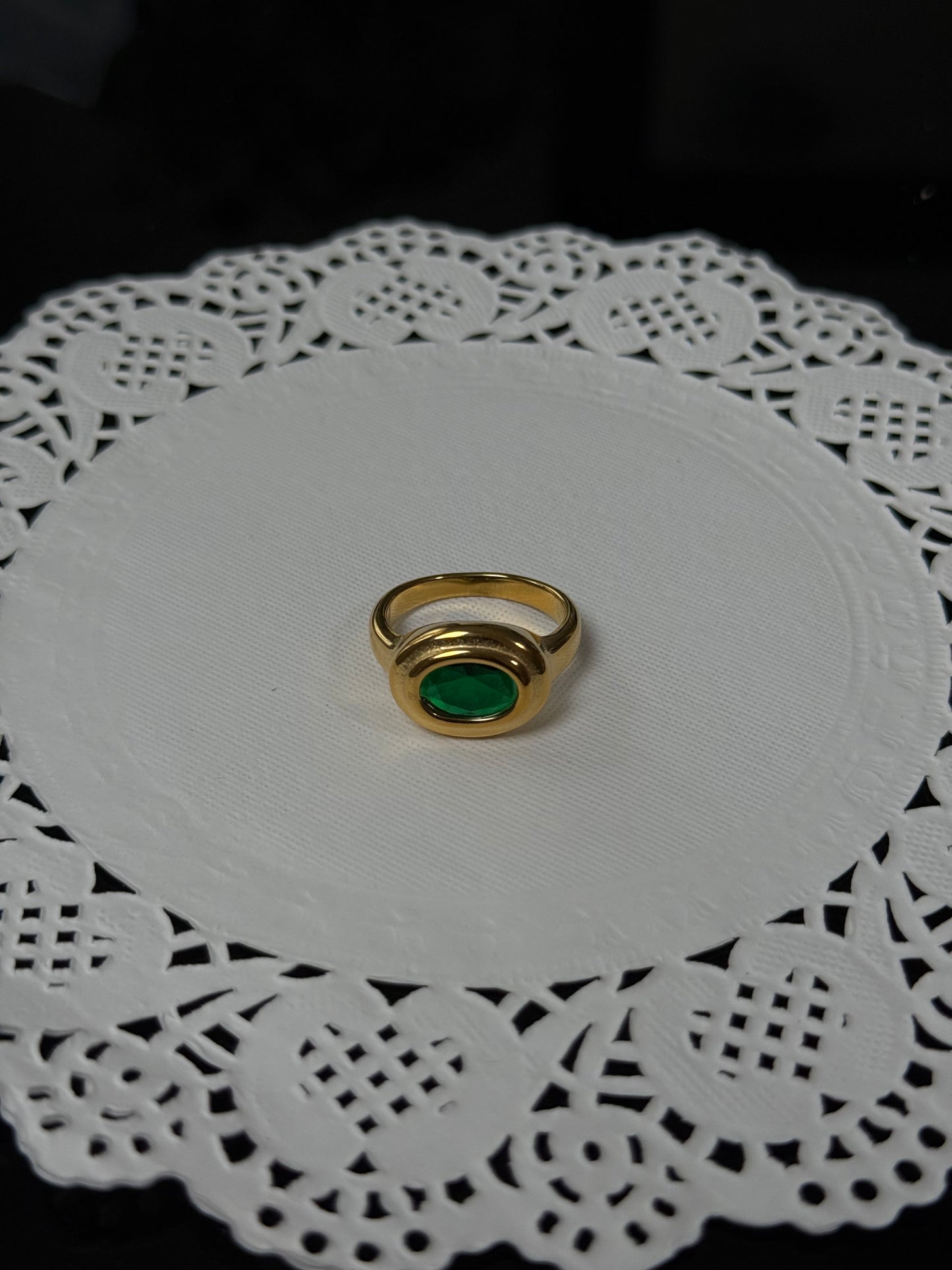 SS28 Emerald Oval Ring *WATERPROOF & TARNISH-PROOF*