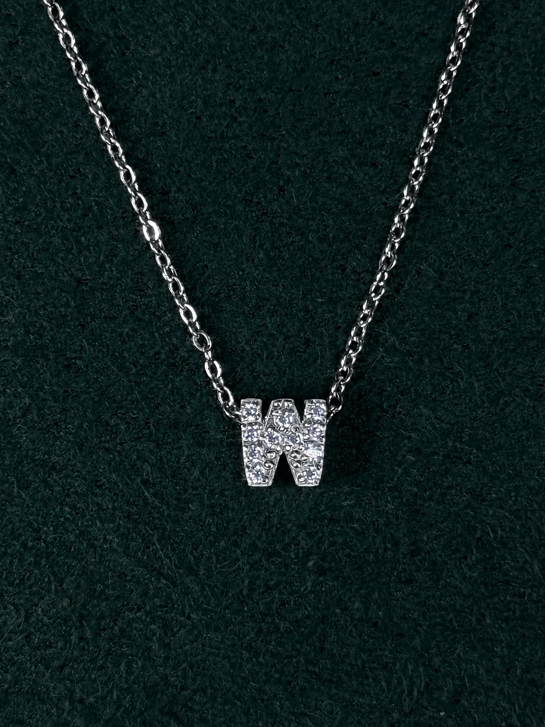 Mini Iced Initial Necklace - Silver