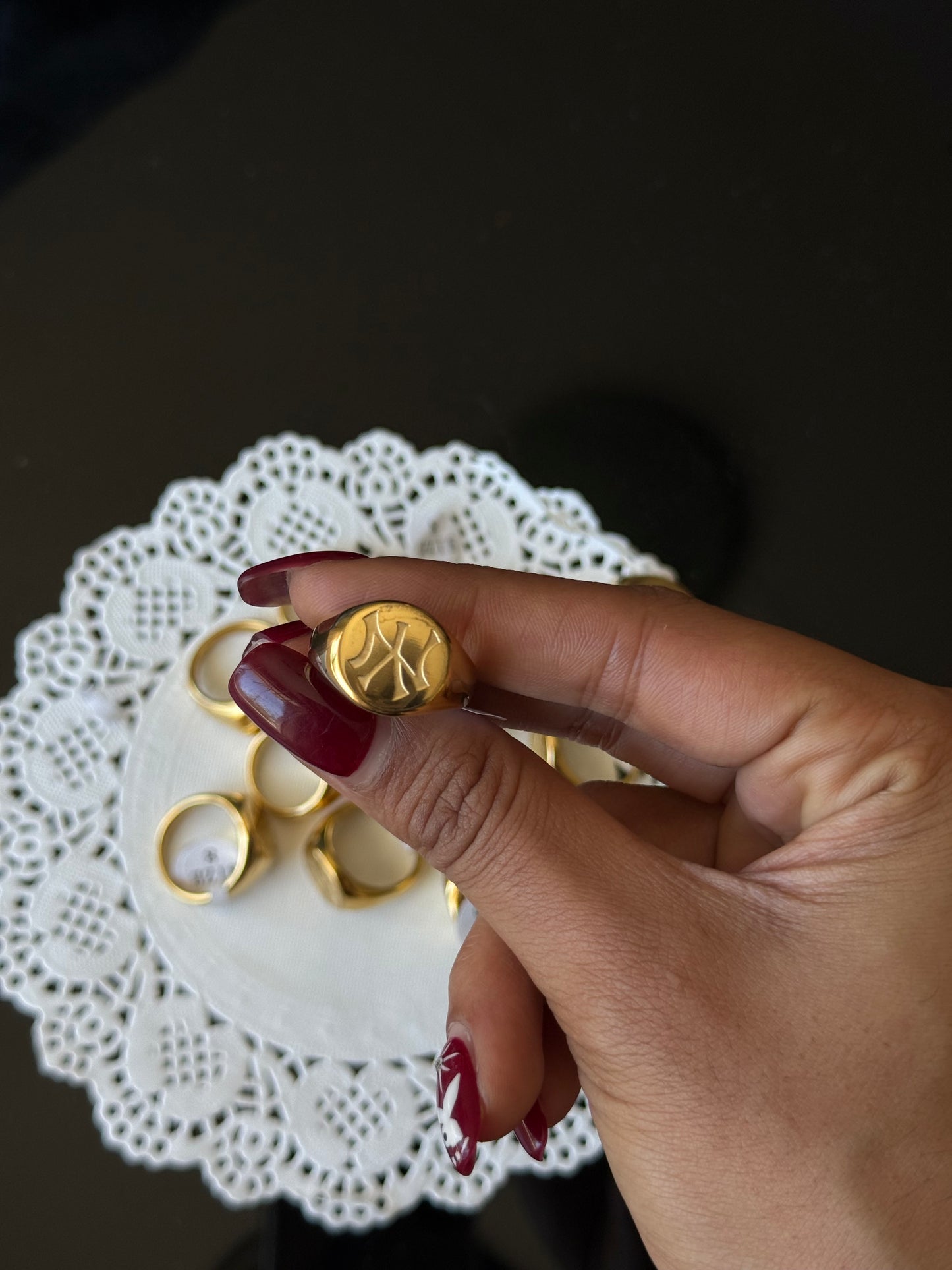 SS45 Yankee Crest Ring  *WATERPROOF & TARNISH-PROOF* *Minor Scratches*