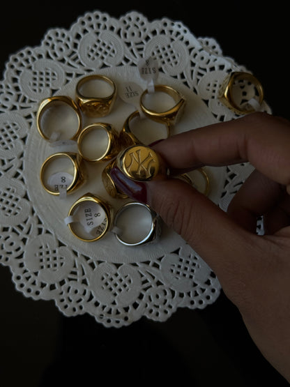 SS45 Yankee Crest Ring  *WATERPROOF & TARNISH-PROOF* *Minor Scratches*