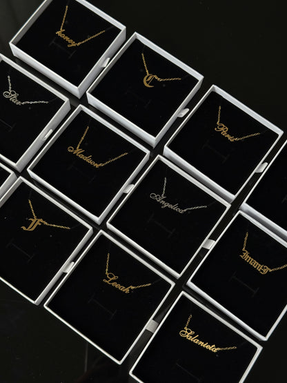 Custom Nameplate Necklace -18K Gold Plated/Silver