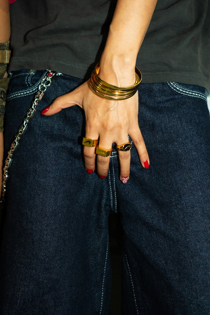 Swoosh Brick Ring - 18K Gold Plated