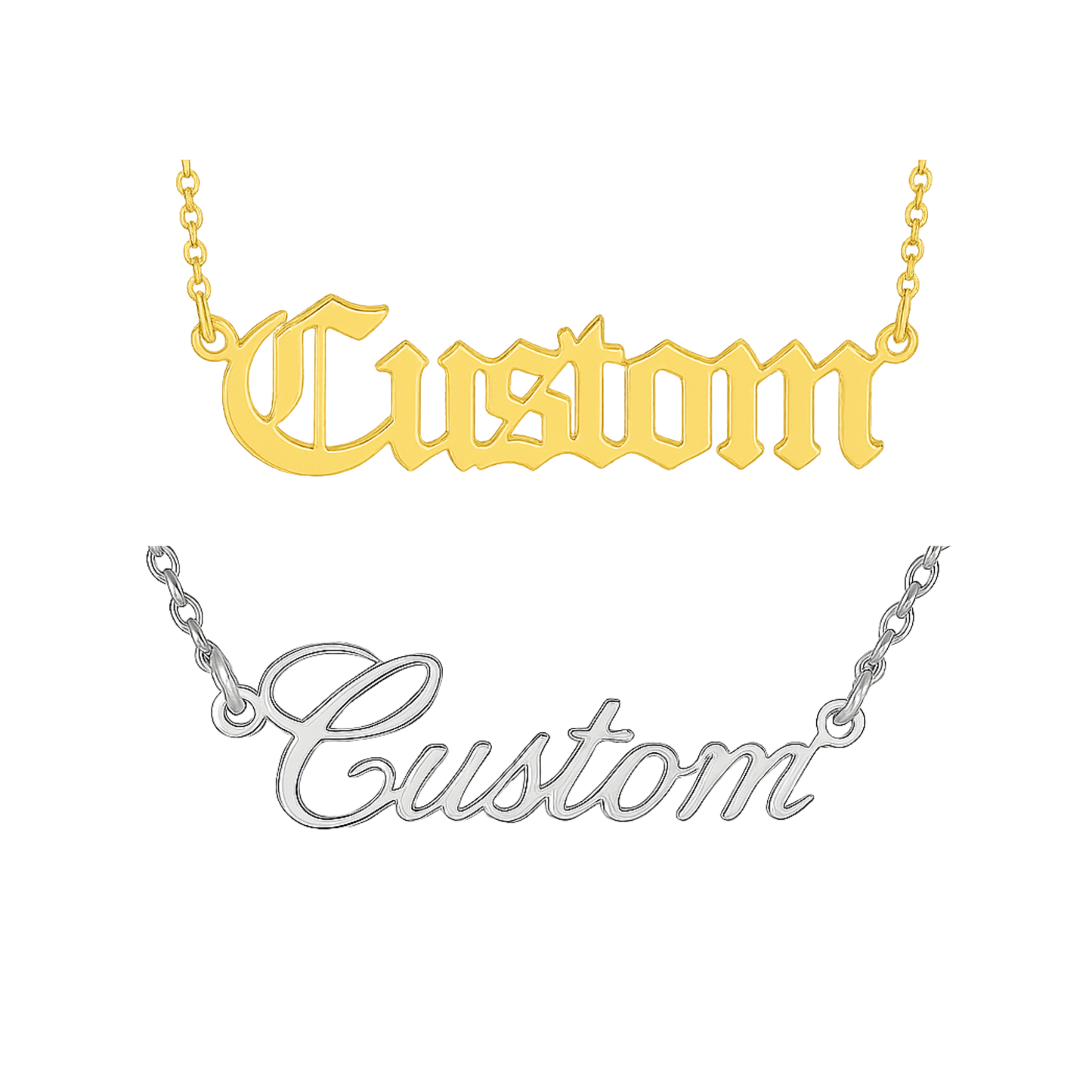 Custom Nameplate Necklace -18K Gold Plated/Silver