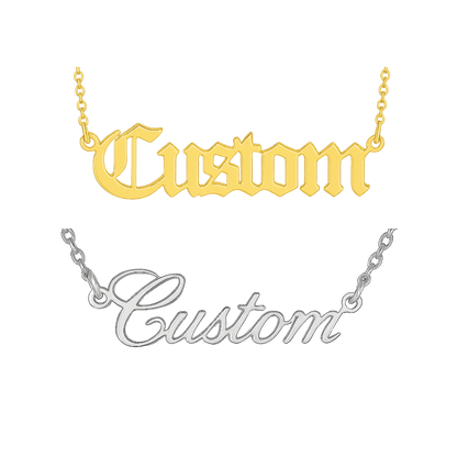 Custom Nameplate Necklace -18K Gold Plated/Silver