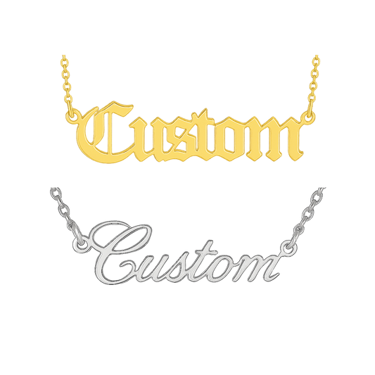 Custom Nameplate Necklace -18K Gold Plated/Silver