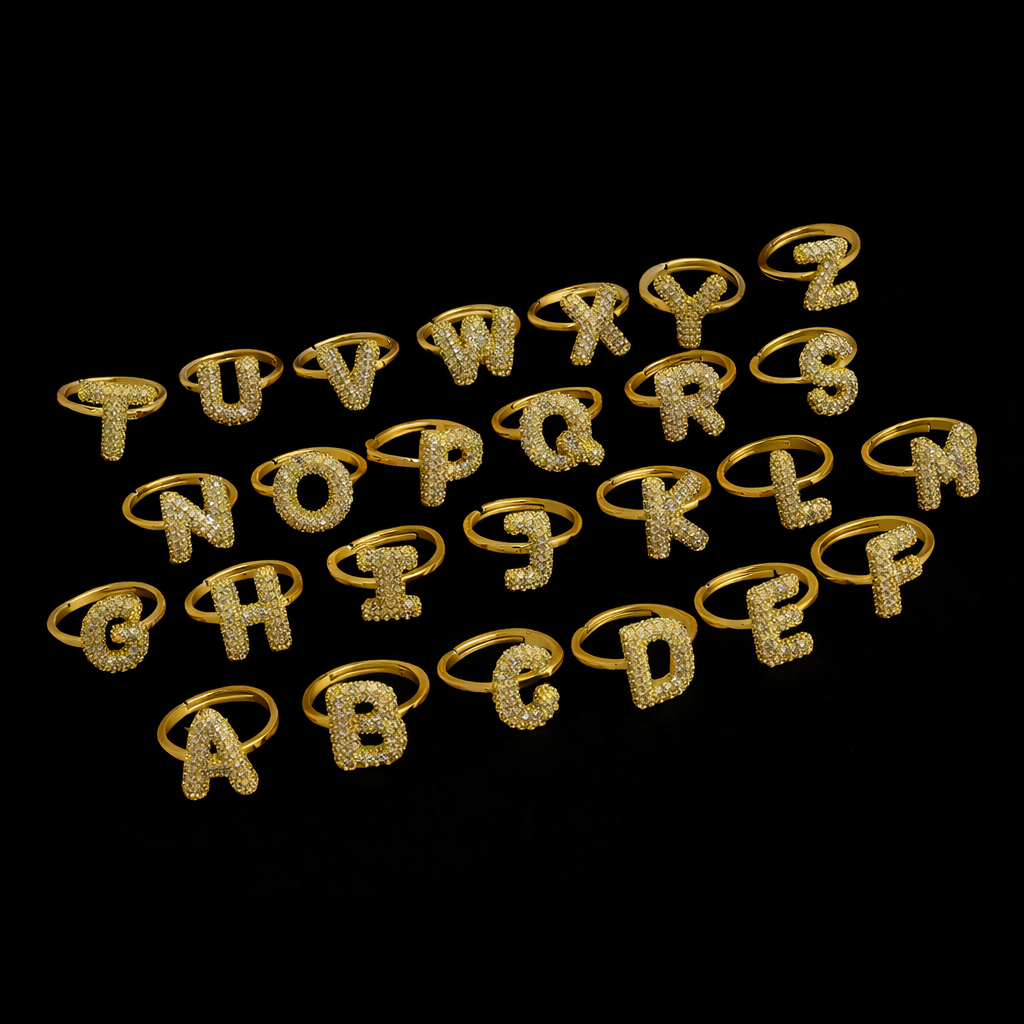 Bubble Initial Ring - 18K Gold-Plated