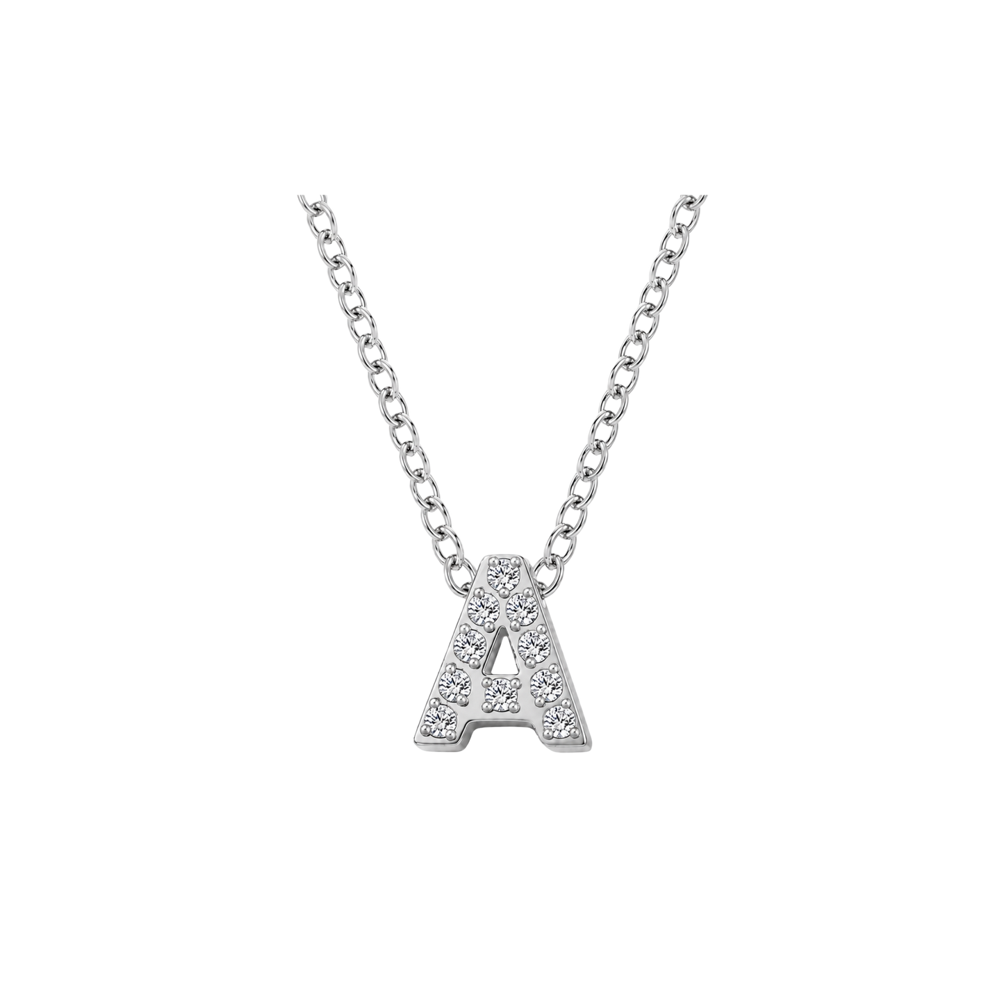 Mini Iced Initial Necklace - Silver