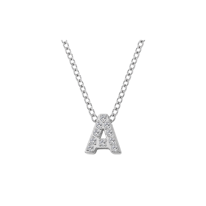 Mini Iced Initial Necklace - Silver