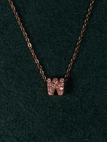 Mini Iced Initial Necklace- Gold-Plated