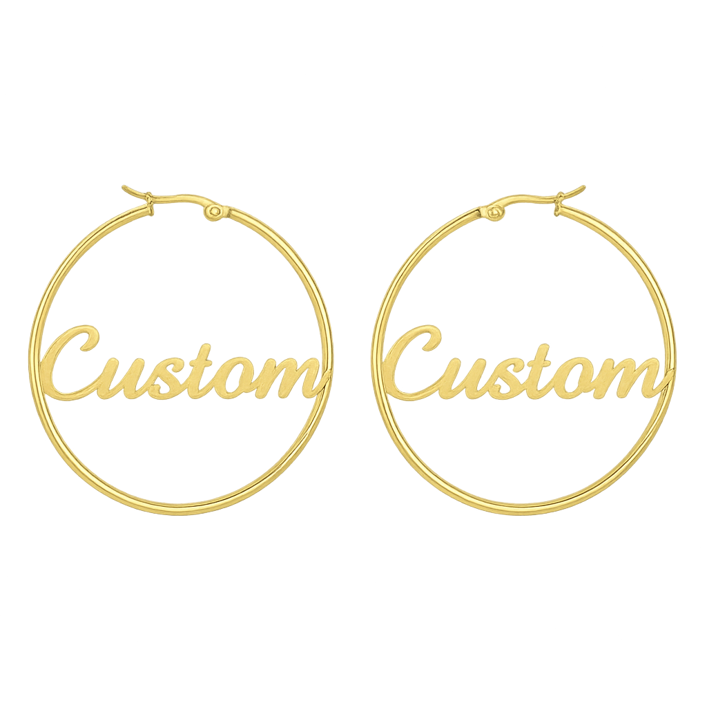 Custom Nameplate Hoops - Gold/Silver