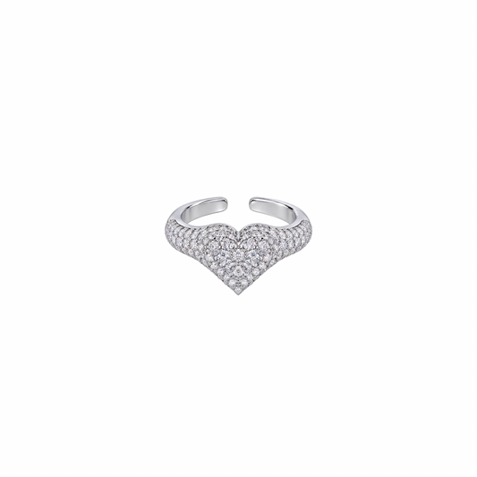 SELF MADE Pavé Heart Pinky Ring - Silver