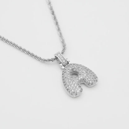 Bubble Initial Necklace - Silver